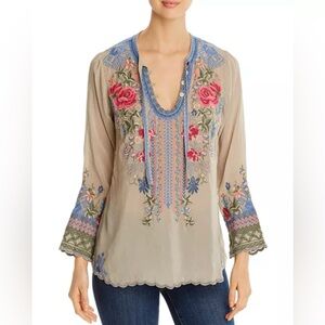 Johnny Was “Millie” Blouse. *sold out in stores* $260 MSRP. Wheat Color. NWT